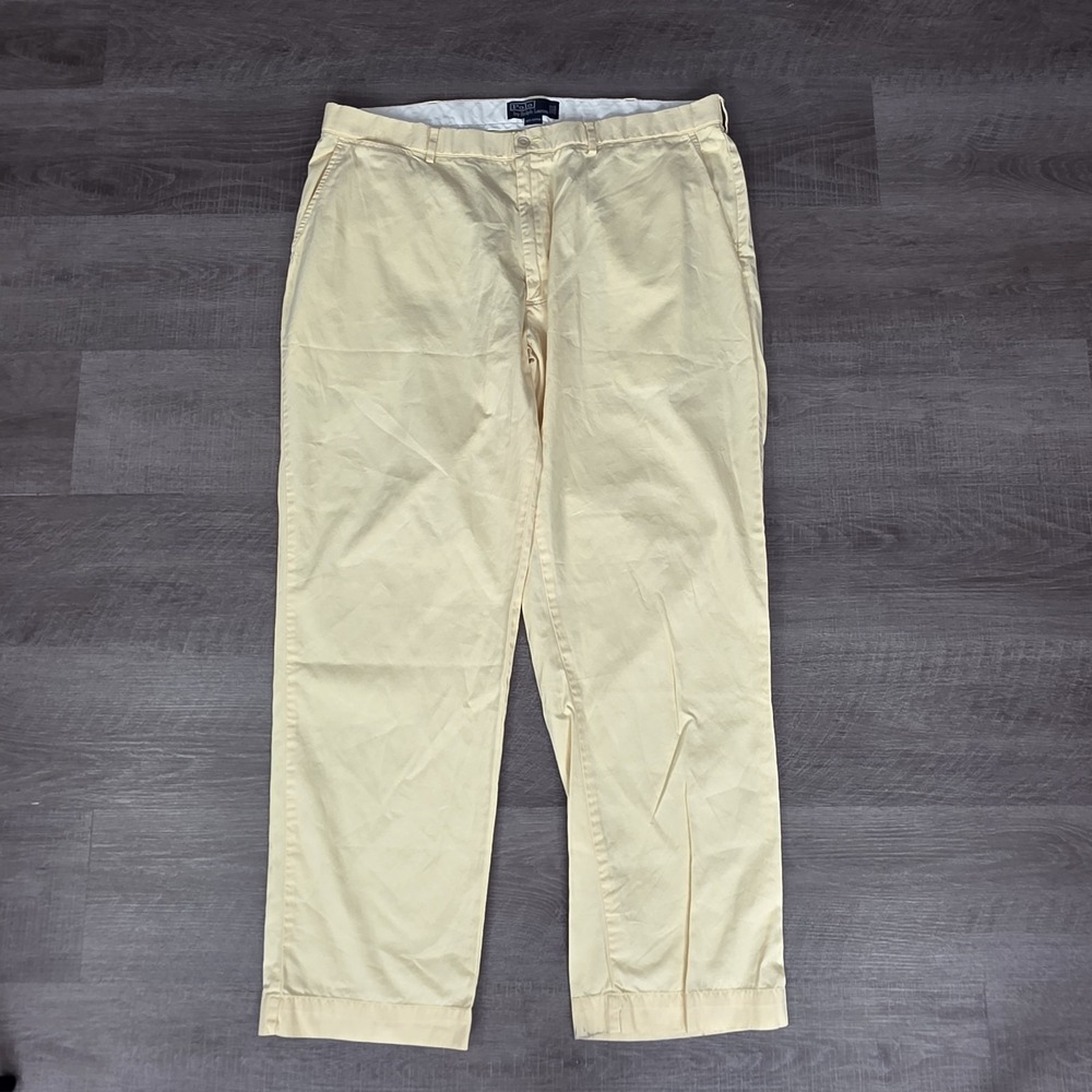 Polo Ralph Lauren Pants Men 40x32 Yellow Cotton Classic Preppy Party Lightweight - Picture 2 of 7